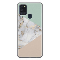 Leuke Telefoonhoesjes Samsung Galaxy A21s siliconen hoesje - Marmer pastel mix