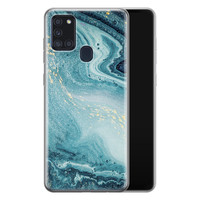 Leuke Telefoonhoesjes Samsung Galaxy A21s siliconen hoesje - Marmer blauw