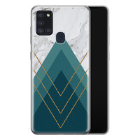 Leuke Telefoonhoesjes Samsung Galaxy A21s siliconen hoesje - Geometrisch blauw