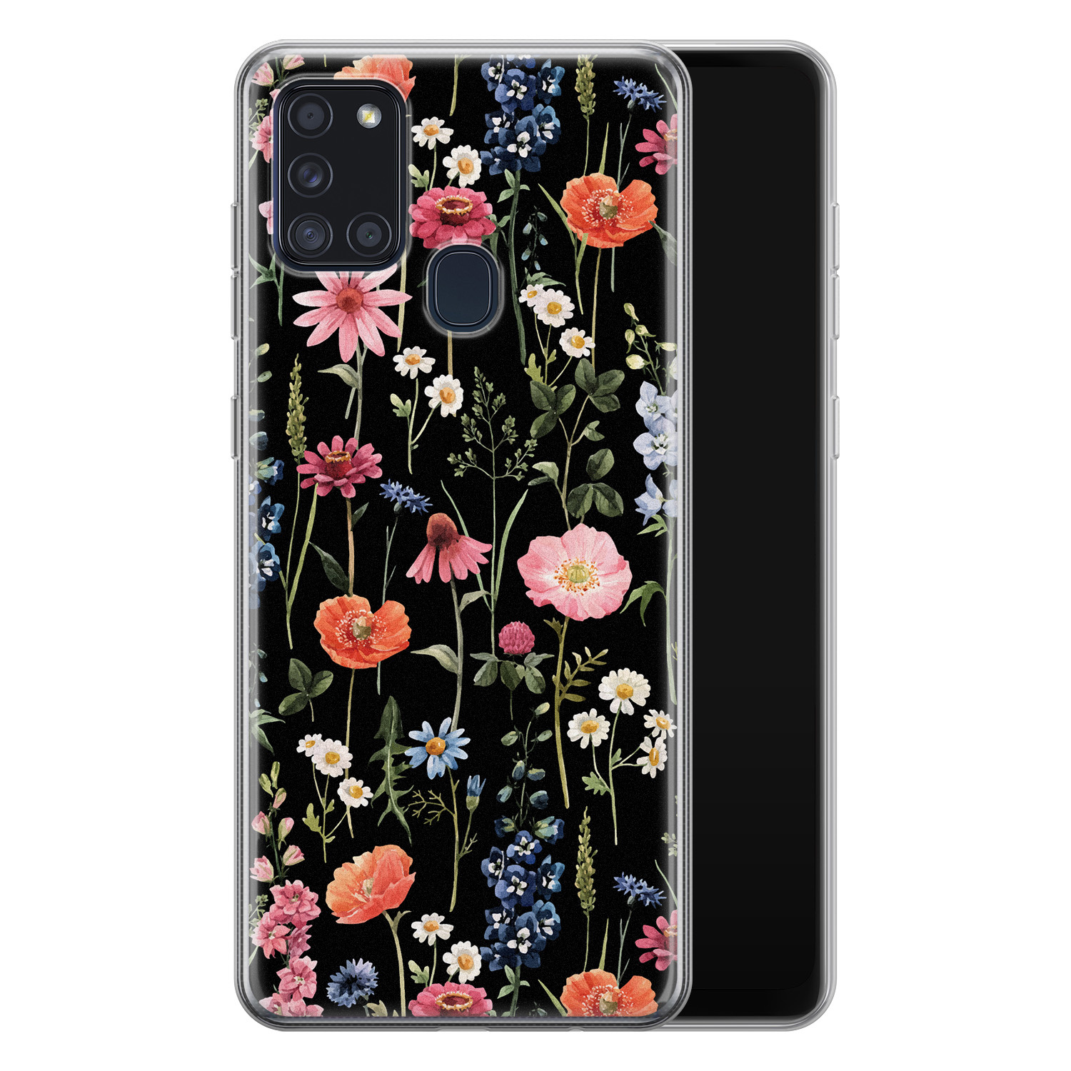 Leuke Telefoonhoesjes Samsung Galaxy A21s siliconen hoesje - Dark flowers