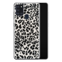 Leuke Telefoonhoesjes Samsung Galaxy A21s siliconen hoesje - Luipaard grijs