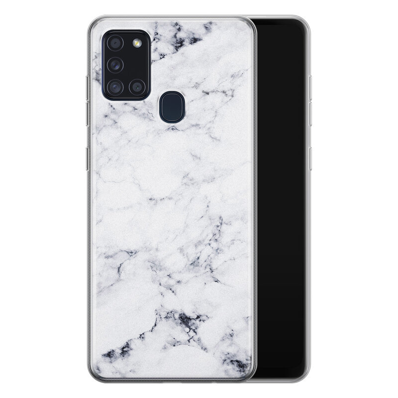 Leuke Telefoonhoesjes Samsung Galaxy A21s siliconen hoesje - Marmer grijs