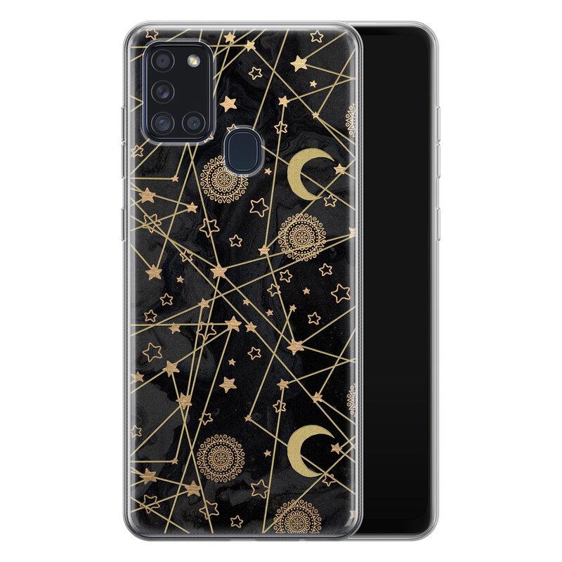 Leuke Telefoonhoesjes Samsung Galaxy A21s siliconen hoesje - Sun, moon, stars