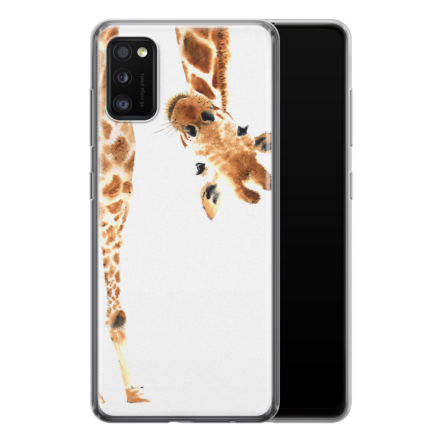 Leuke Telefoonhoesjes Samsung Galaxy A41 siliconen hoesje - Giraffe peekaboo