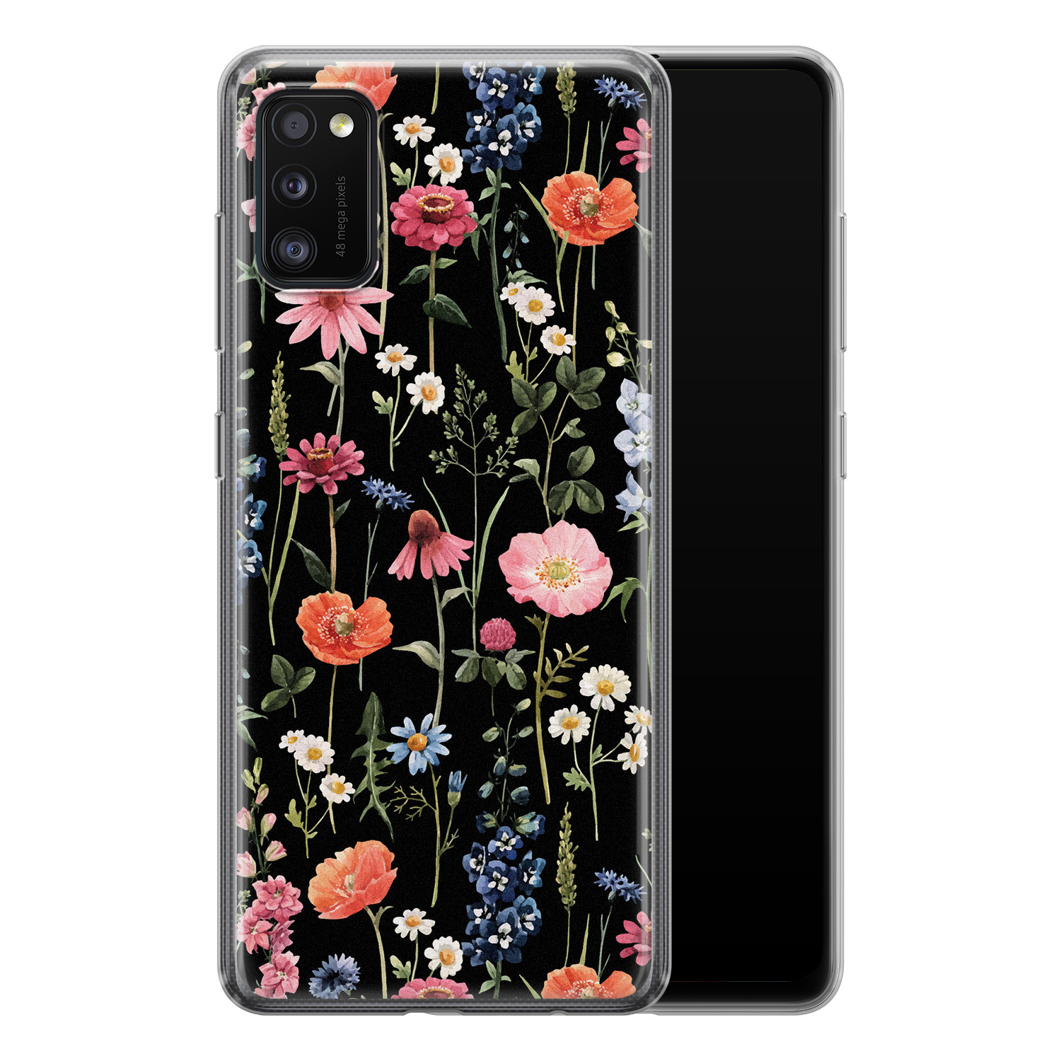 Leuke Telefoonhoesjes Samsung Galaxy A41 siliconen hoesje - Dark flowers