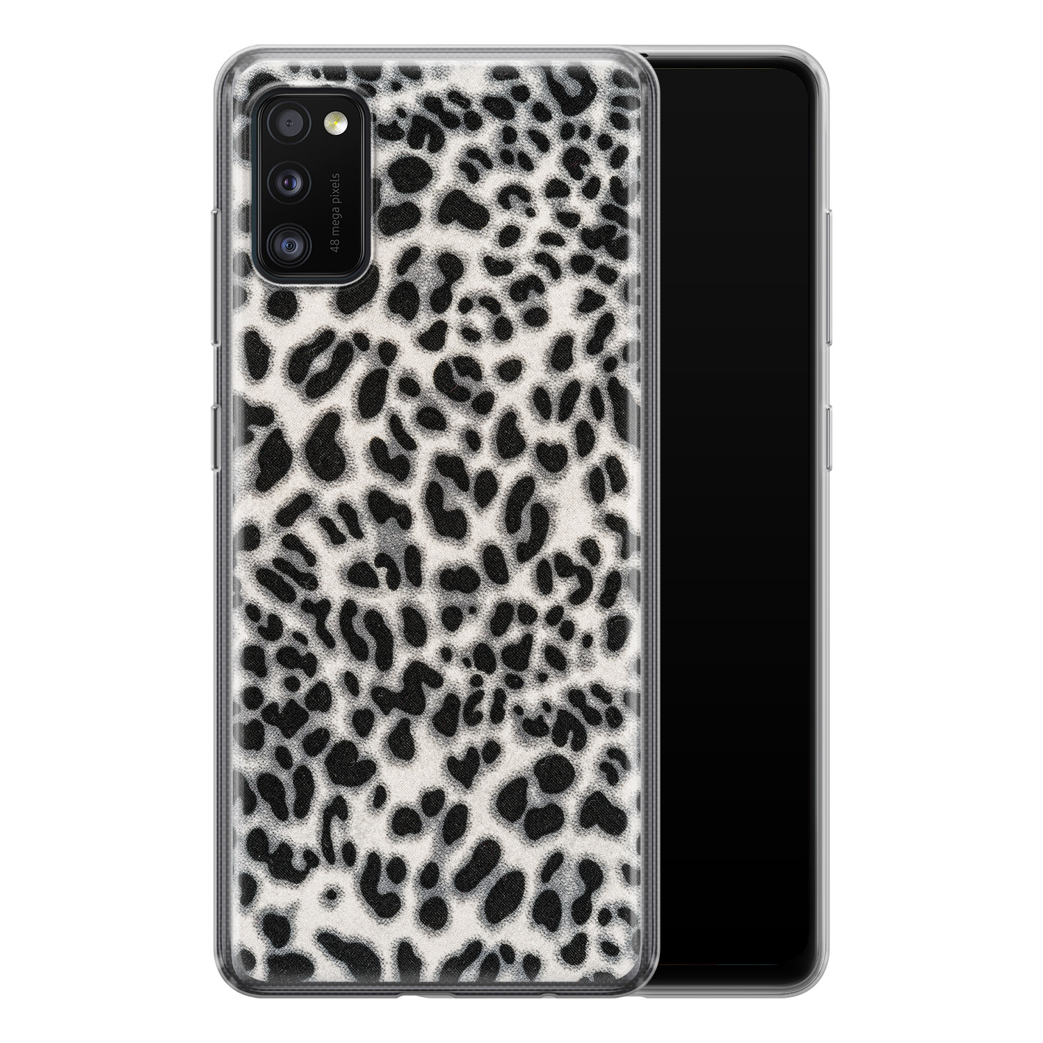 Leuke Telefoonhoesjes Samsung Galaxy A41 siliconen hoesje - Luipaard grijs