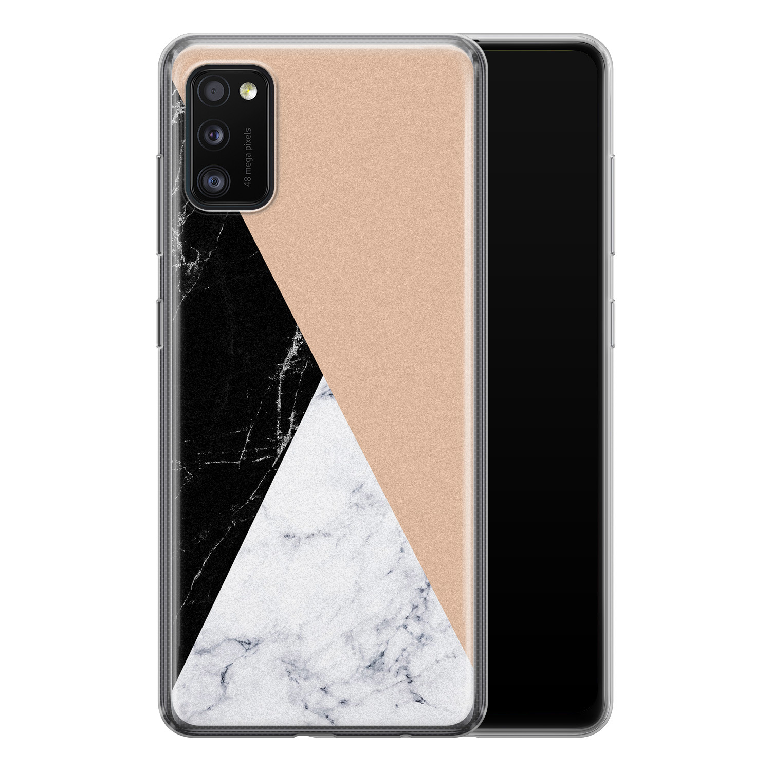 Leuke Telefoonhoesjes Samsung Galaxy A41 siliconen hoesje - Marmer zwart bruin