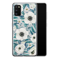 Leuke Telefoonhoesjes Samsung Galaxy A41 siliconen hoesje - Witte bloemen