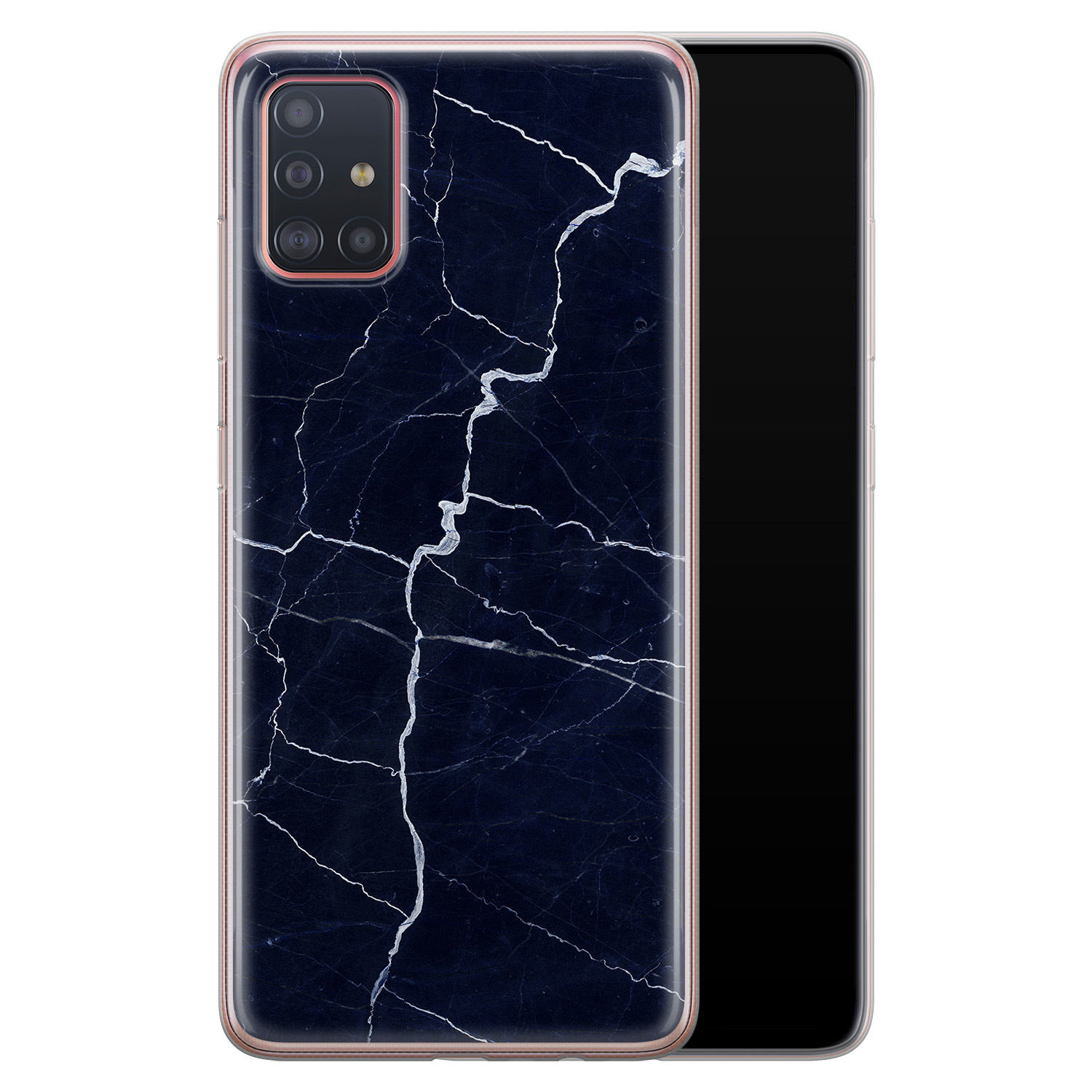 Leuke Telefoonhoesjes Samsung Galaxy A71 siliconen hoesje - Marmer navy blauw