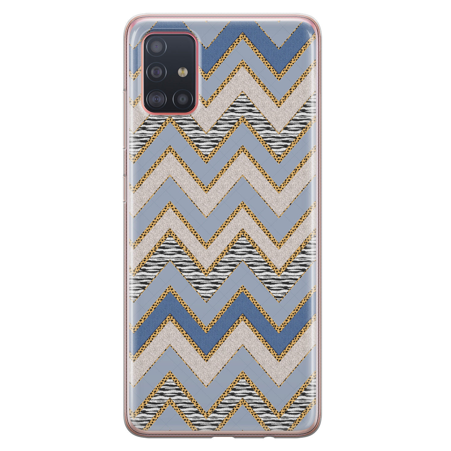 Leuke Telefoonhoesjes Samsung Galaxy A71 siliconen hoesje - Retro zigzag