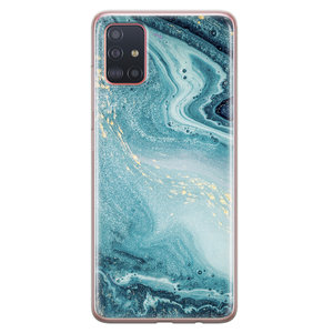 Leuke Telefoonhoesjes Samsung Galaxy A71 siliconen hoesje - Marmer blauw