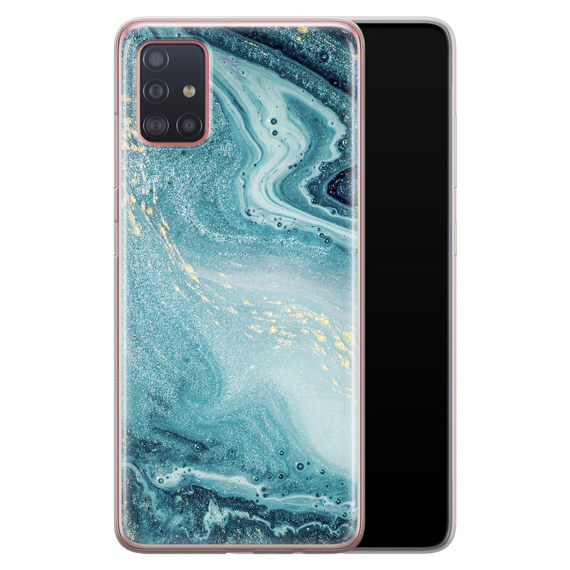 Leuke Telefoonhoesjes Samsung Galaxy A71 siliconen hoesje - Marmer blauw