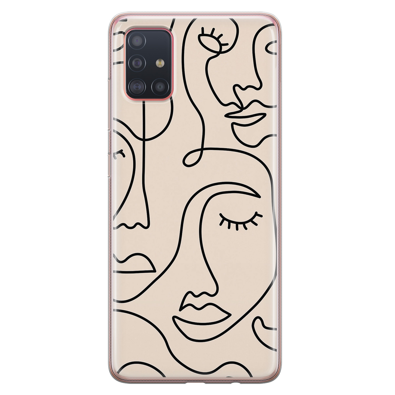 Leuke Telefoonhoesjes Samsung Galaxy A71 siliconen hoesje - Abstract gezicht lijnen