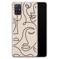 Leuke Telefoonhoesjes Samsung Galaxy A71 siliconen hoesje - Abstract gezicht lijnen