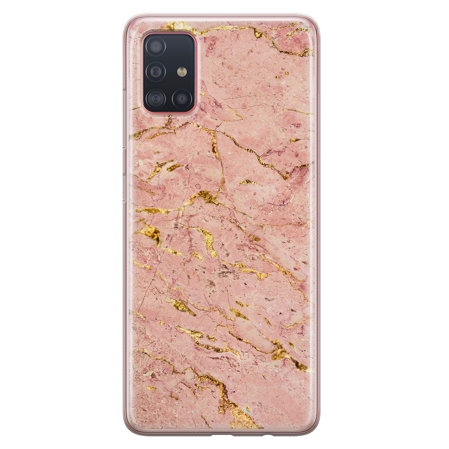 Leuke Telefoonhoesjes Samsung Galaxy A71 siliconen hoesje - Marmer roze goud