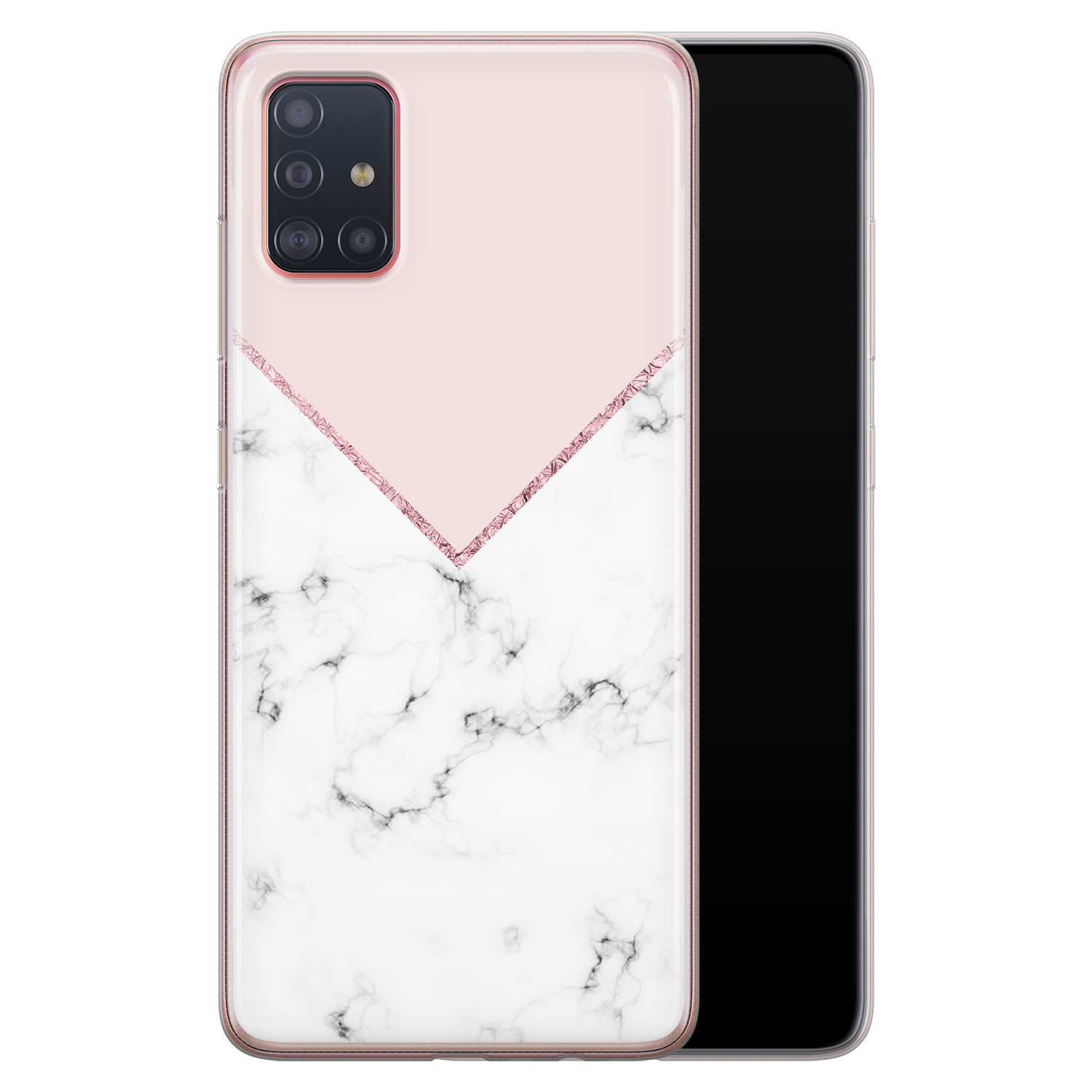 Leuke Telefoonhoesjes Samsung Galaxy A71 siliconen hoesje - Marmer roze grijs