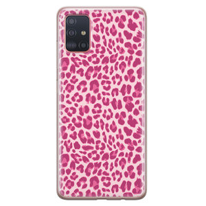 Leuke Telefoonhoesjes Samsung Galaxy A71 siliconen hoesje - Luipaard roze