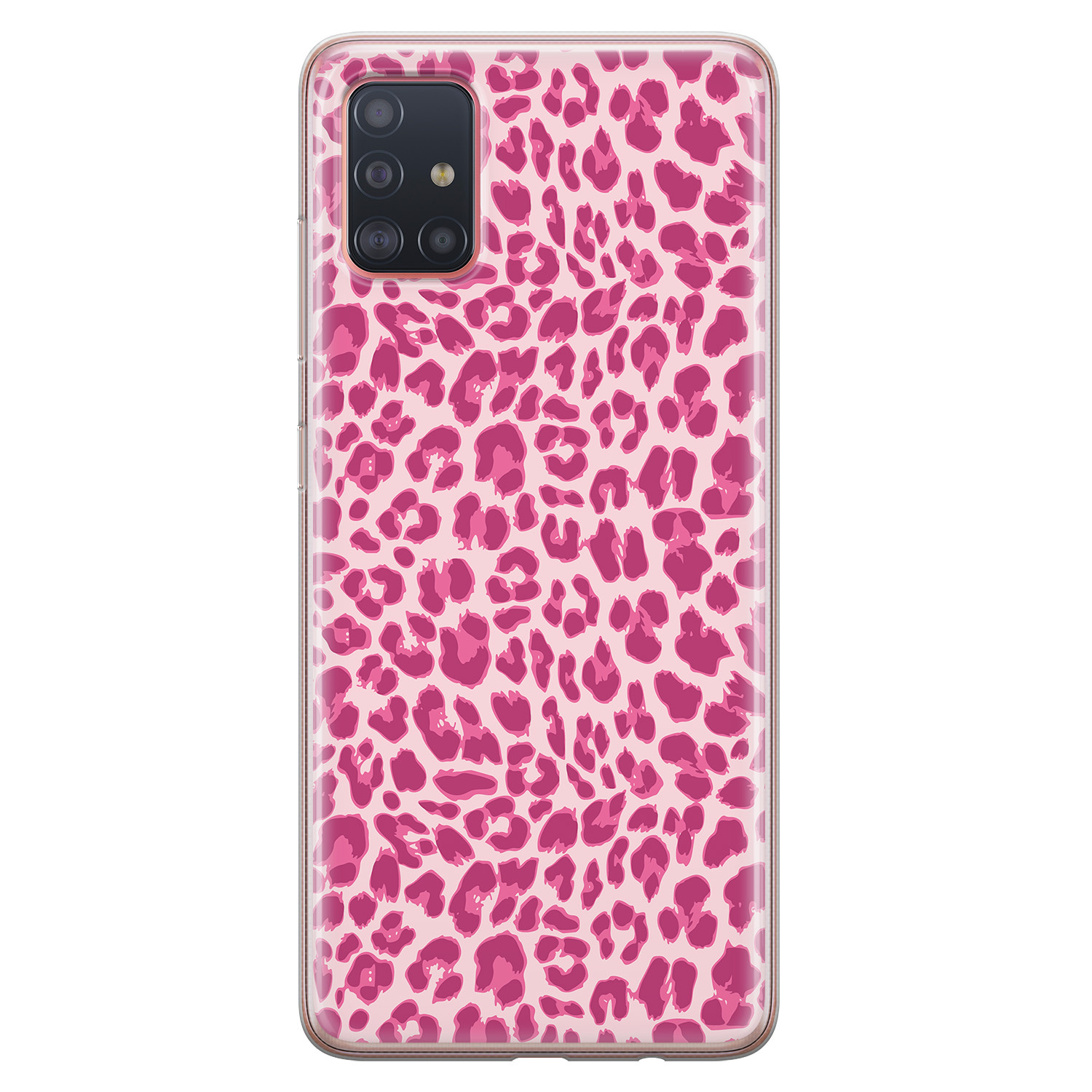 Leuke Telefoonhoesjes Samsung Galaxy A71 siliconen hoesje - Luipaard roze