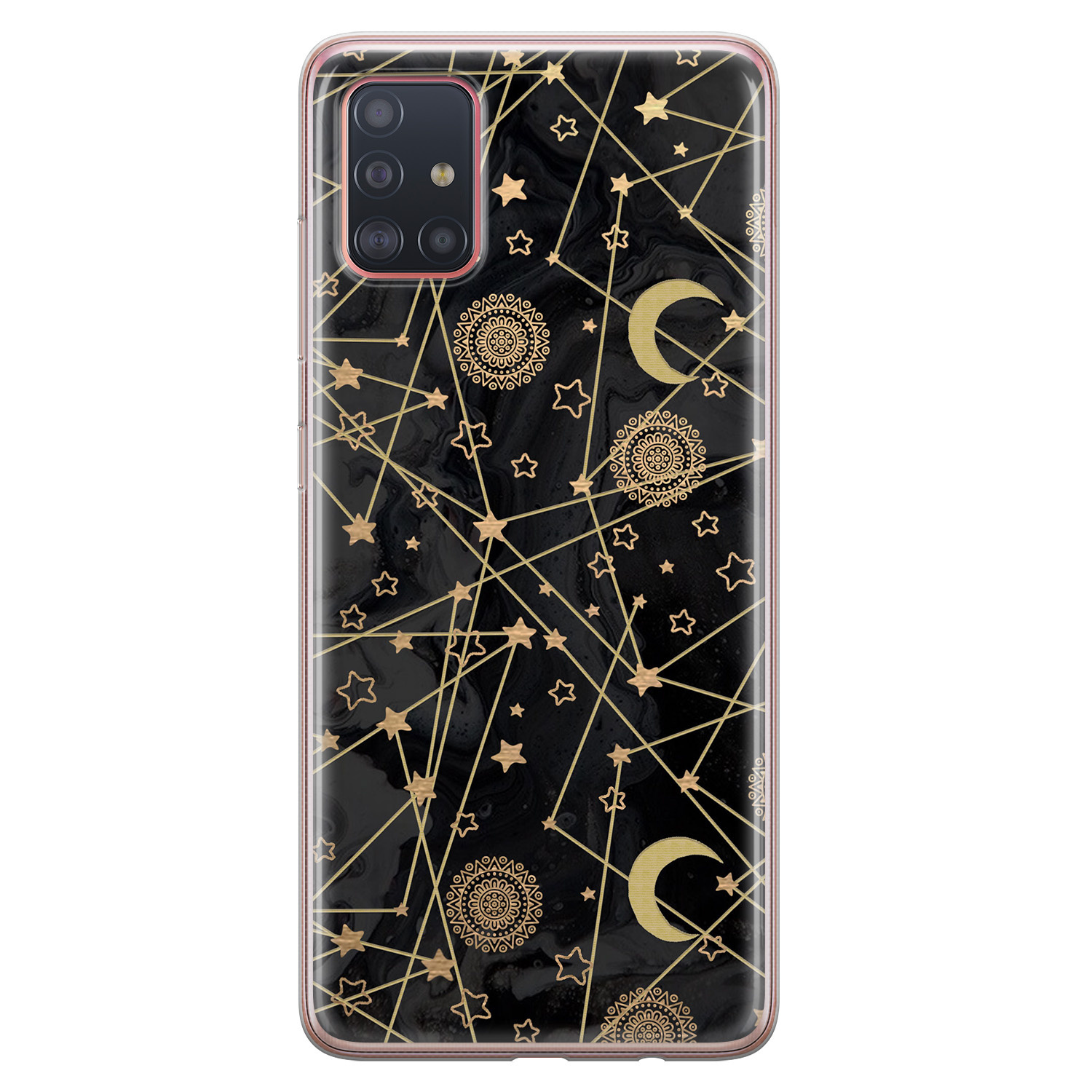 Leuke Telefoonhoesjes Samsung Galaxy A71 siliconen hoesje - Sun, moon, stars