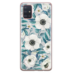 Leuke Telefoonhoesjes Samsung Galaxy A71 siliconen hoesje - Witte bloemen