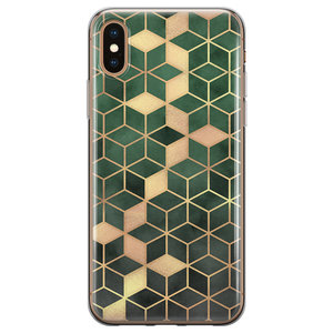 Leuke Telefoonhoesjes iPhone X/XS siliconen hoesje - Green cubes