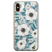 Leuke Telefoonhoesjes iPhone X/XS siliconen hoesje - Witte bloemen