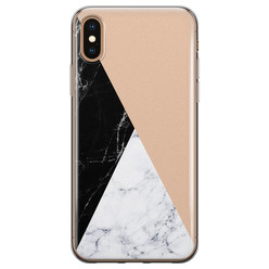 Leuke Telefoonhoesjes iPhone X/XS siliconen hoesje - Marmer zwart bruin