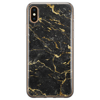 Leuke Telefoonhoesjes iPhone X/XS siliconen hoesje - Marmer zwart goud
