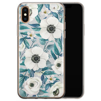 Leuke Telefoonhoesjes iPhone X/XS siliconen hoesje - Witte bloemen