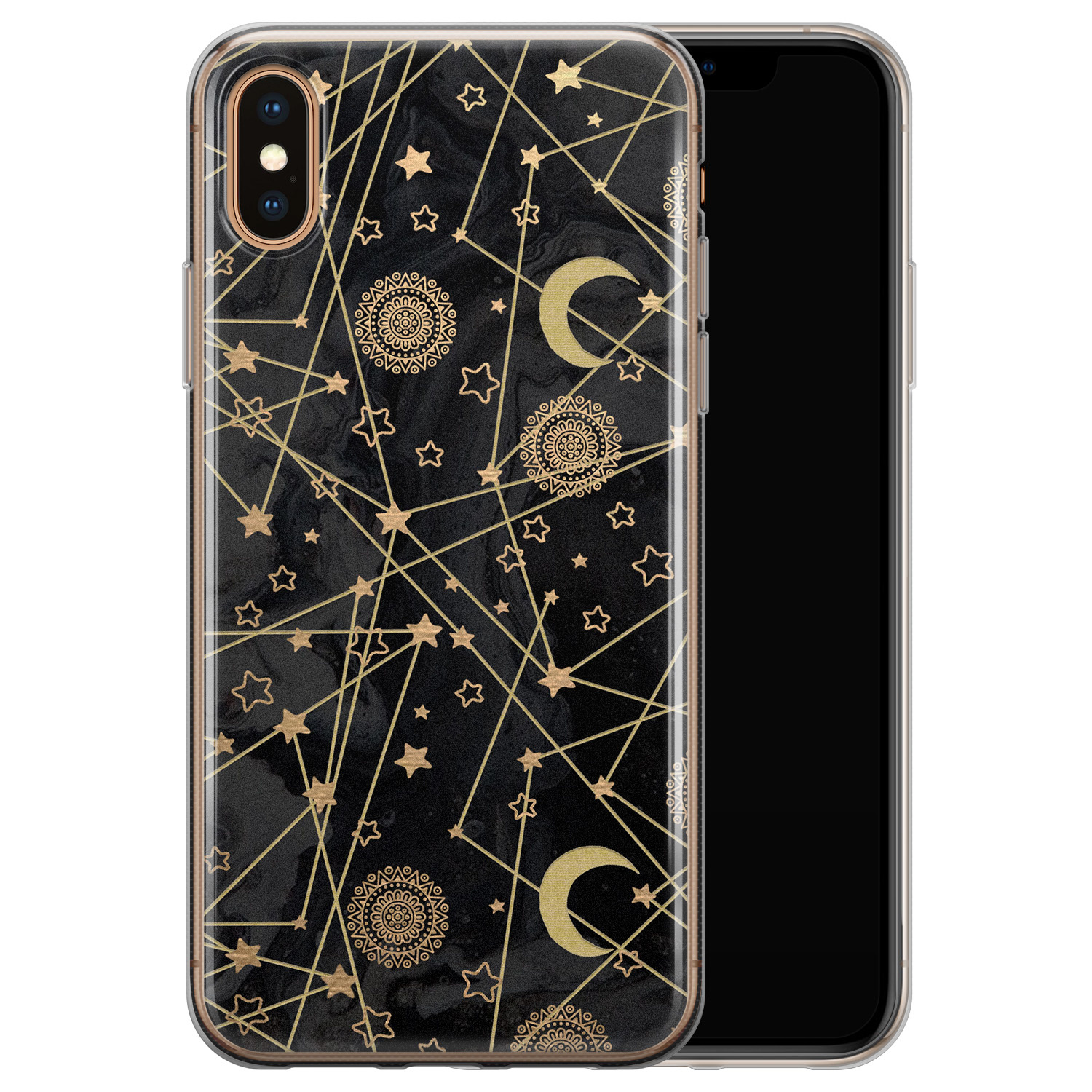 Leuke Telefoonhoesjes iPhone X/XS siliconen hoesje - Sun, moon, stars