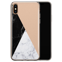 Leuke Telefoonhoesjes iPhone X/XS siliconen hoesje - Marmer zwart bruin