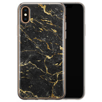 Leuke Telefoonhoesjes iPhone X/XS siliconen hoesje - Marmer zwart goud