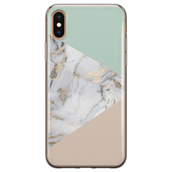 Leuke Telefoonhoesjes iPhone X/XS siliconen hoesje - Marmer pastel mix