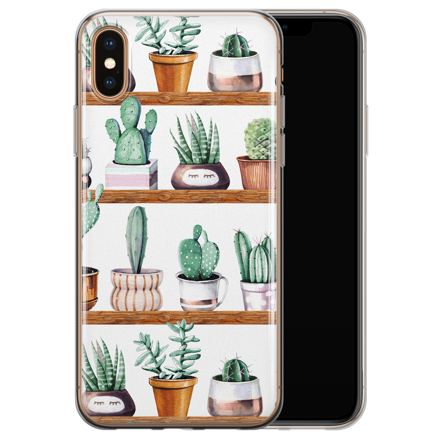 Leuke Telefoonhoesjes iPhone X/XS siliconen hoesje - Cactus