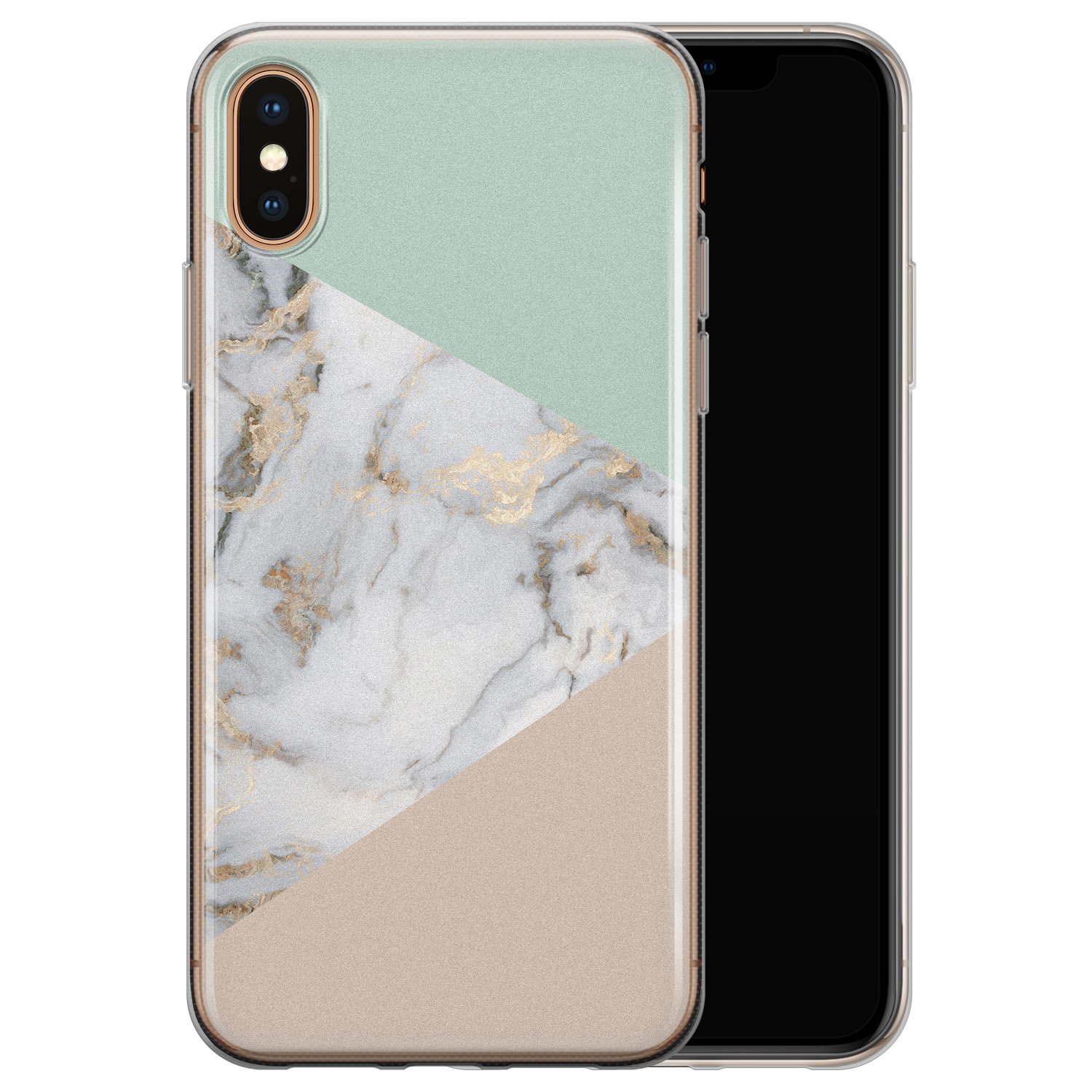 Leuke Telefoonhoesjes iPhone X/XS siliconen hoesje - Marmer pastel mix