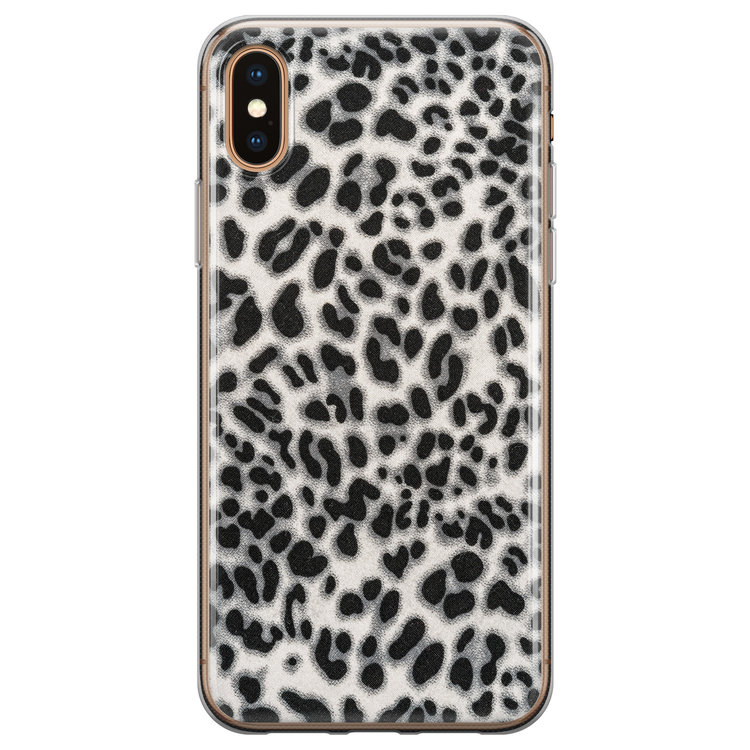 Leuke Telefoonhoesjes iPhone X/XS siliconen hoesje - Luipaard grijs