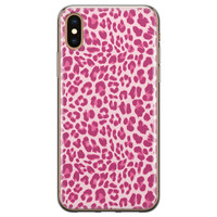 Leuke Telefoonhoesjes iPhone X/XS siliconen hoesje - Luipaard roze