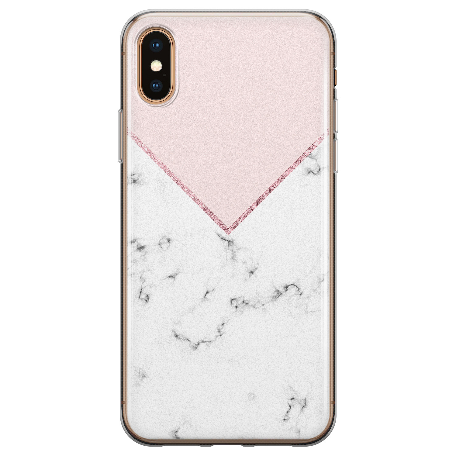 Leuke Telefoonhoesjes iPhone X/XS siliconen hoesje - Marmer roze grijs