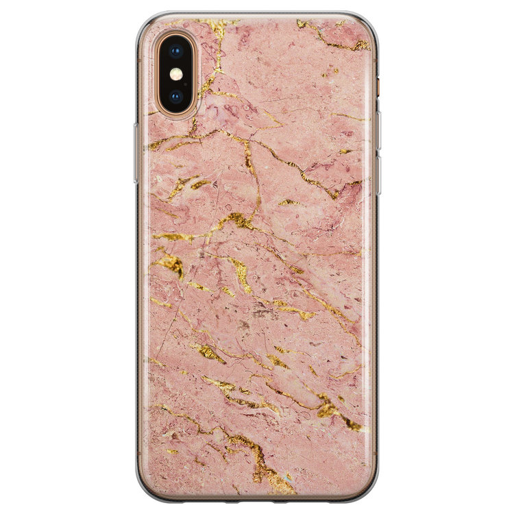 Leuke Telefoonhoesjes iPhone X/XS siliconen hoesje - Marmer roze goud