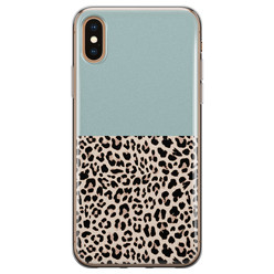 Leuke Telefoonhoesjes iPhone X/XS siliconen hoesje - Luipaard mint