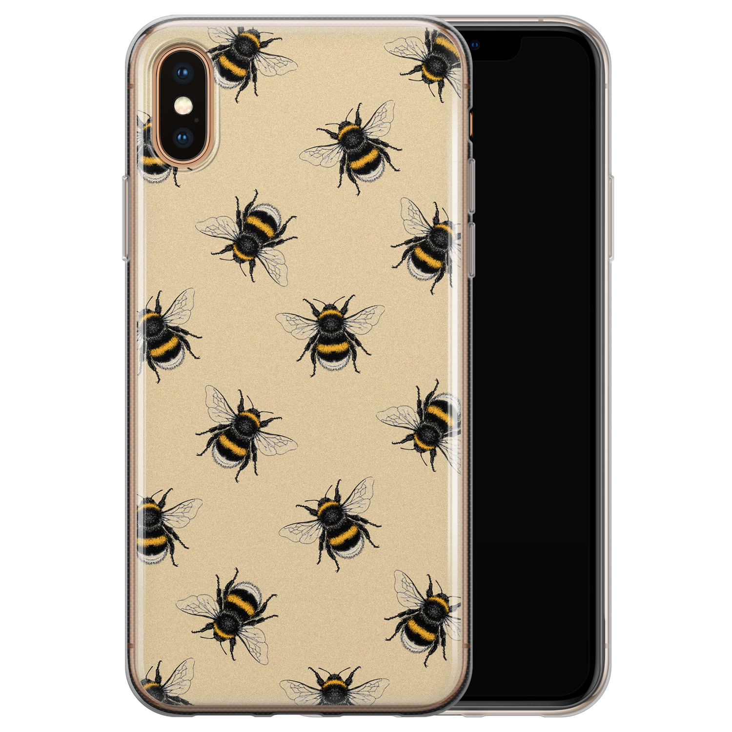 Leuke Telefoonhoesjes iPhone X/XS siliconen hoesje - Bee happy