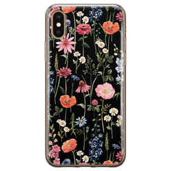 Leuke Telefoonhoesjes iPhone X/XS siliconen hoesje - Dark flowers