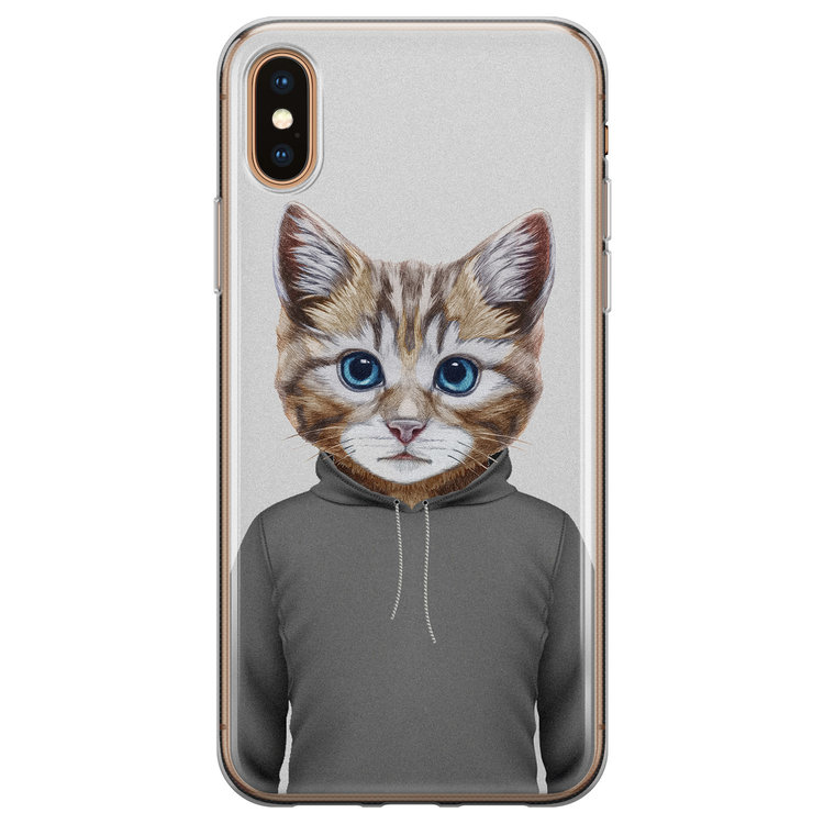 Leuke Telefoonhoesjes iPhone X/XS siliconen hoesje - Poezenhoofd
