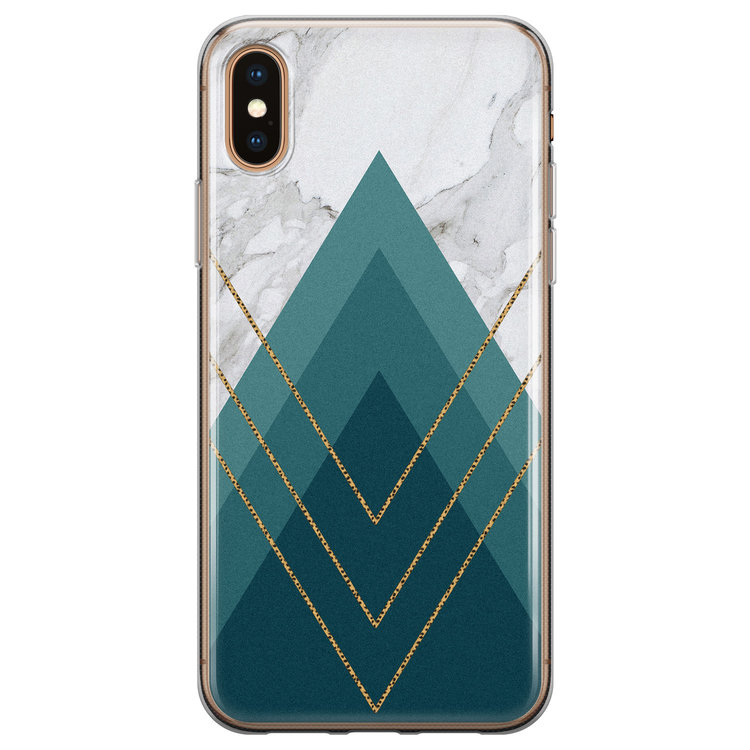 Leuke Telefoonhoesjes iPhone X/XS siliconen hoesje - Geometrisch blauw