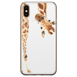 Leuke Telefoonhoesjes iPhone X/XS siliconen hoesje - Giraffe peekaboo