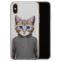 Leuke Telefoonhoesjes iPhone X/XS siliconen hoesje - Poezenhoofd