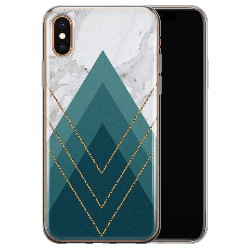 Leuke Telefoonhoesjes iPhone X/XS siliconen hoesje - Geometrisch blauw