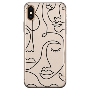 Leuke Telefoonhoesjes iPhone X/XS siliconen hoesje - Abstract gezicht lijnen