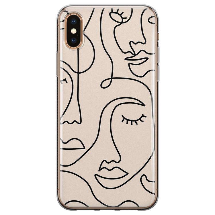 Leuke Telefoonhoesjes iPhone X/XS siliconen hoesje - Abstract gezicht lijnen
