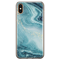 Leuke Telefoonhoesjes iPhone X/XS siliconen hoesje - Marmer blauw